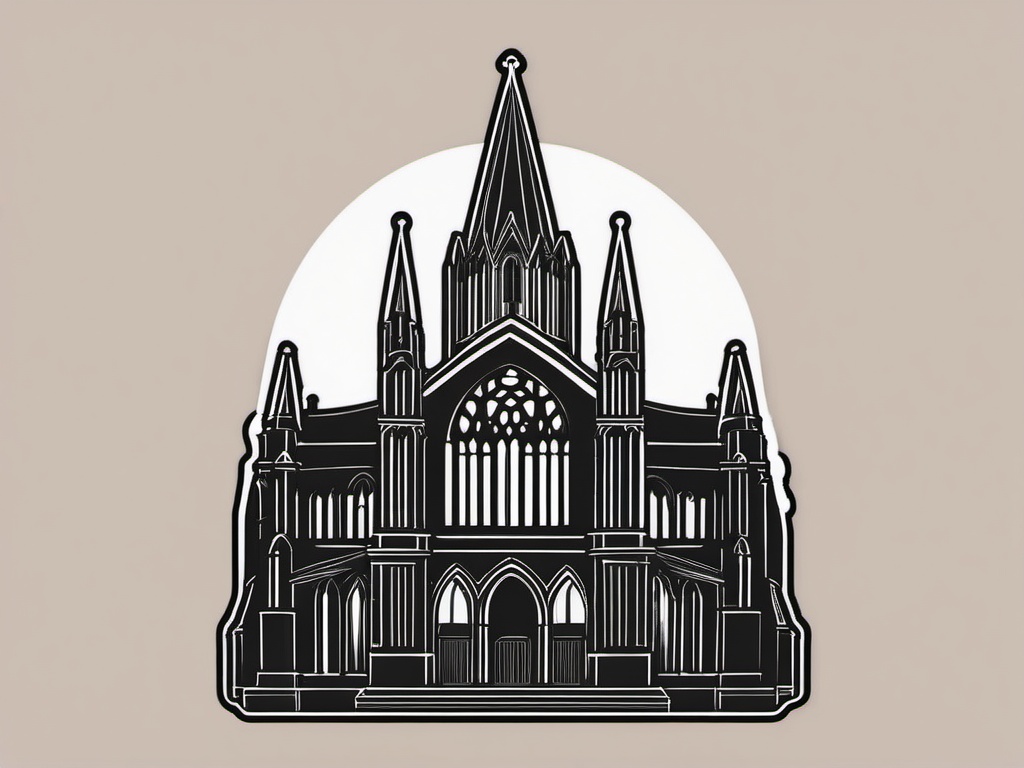 Glasgow Cathedral sticker- Gothic cathedral in the heart of Glasgow, , sticker vector art, minimalist design