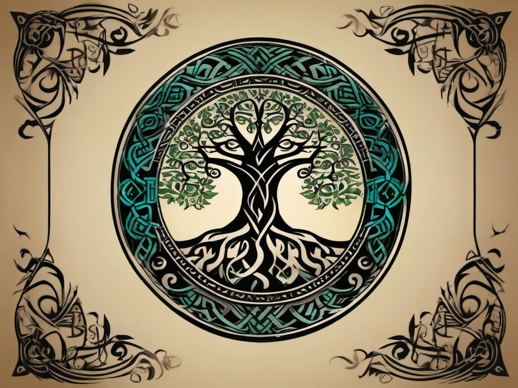 viking tree of life tattoo  simple vector color tattoo