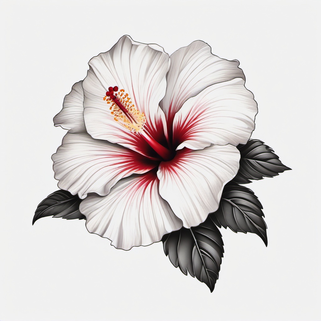 Hibiscus Flower Tattoo - Symbol of beauty, delicate nature, and joy  minimal tattoo design,white background