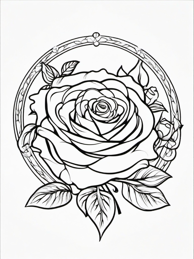 Rose Coloring Pages - Rose wreath in a circular arrangement  simple coloring pages