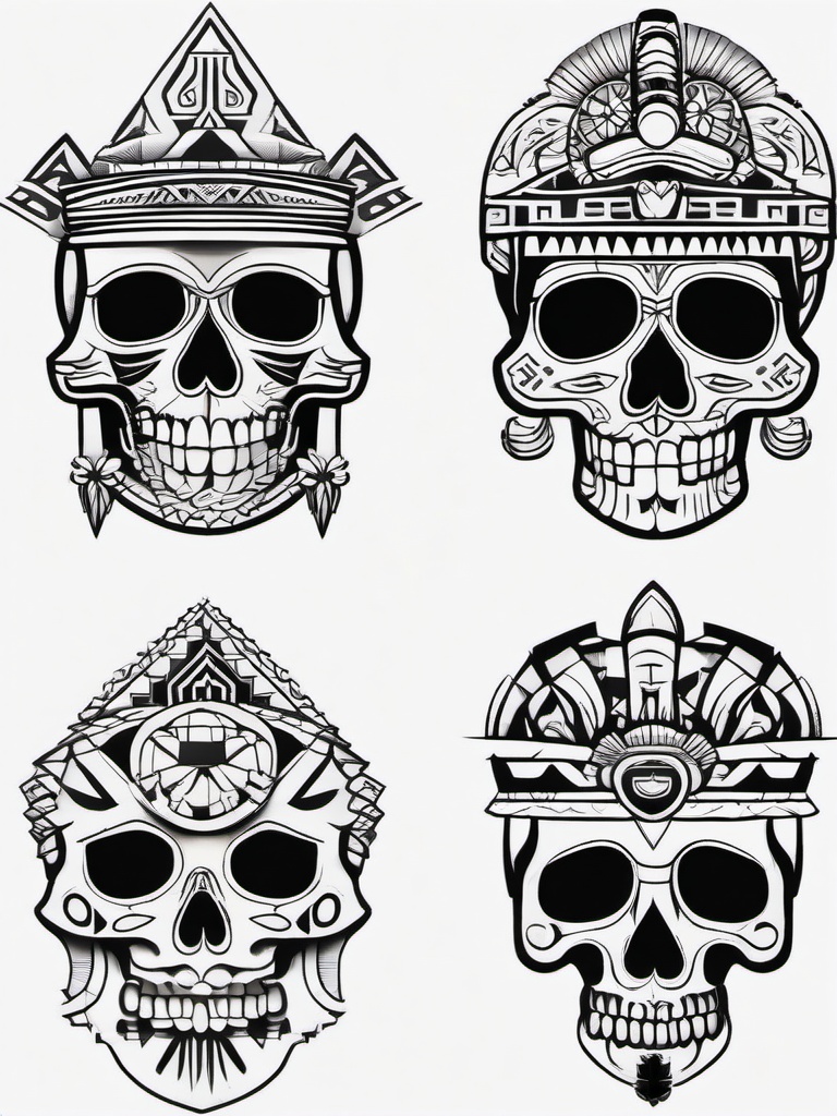 Aztec Skull Tattoos  minimal,tattoo,white background