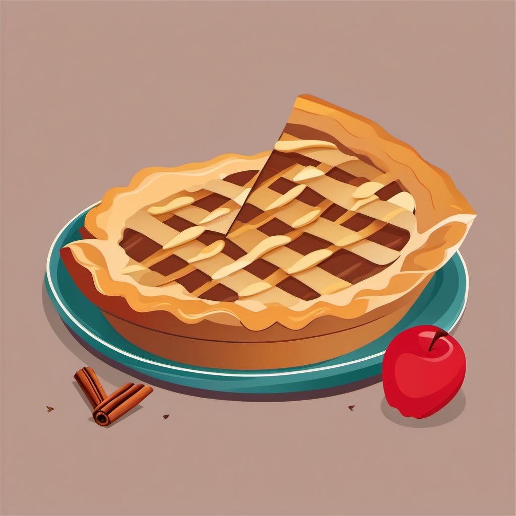 Apple Pie Slice with Cinnamon Clipart - A slice of apple pie with a sprinkle of cinnamon.  color vector clipart, minimal style