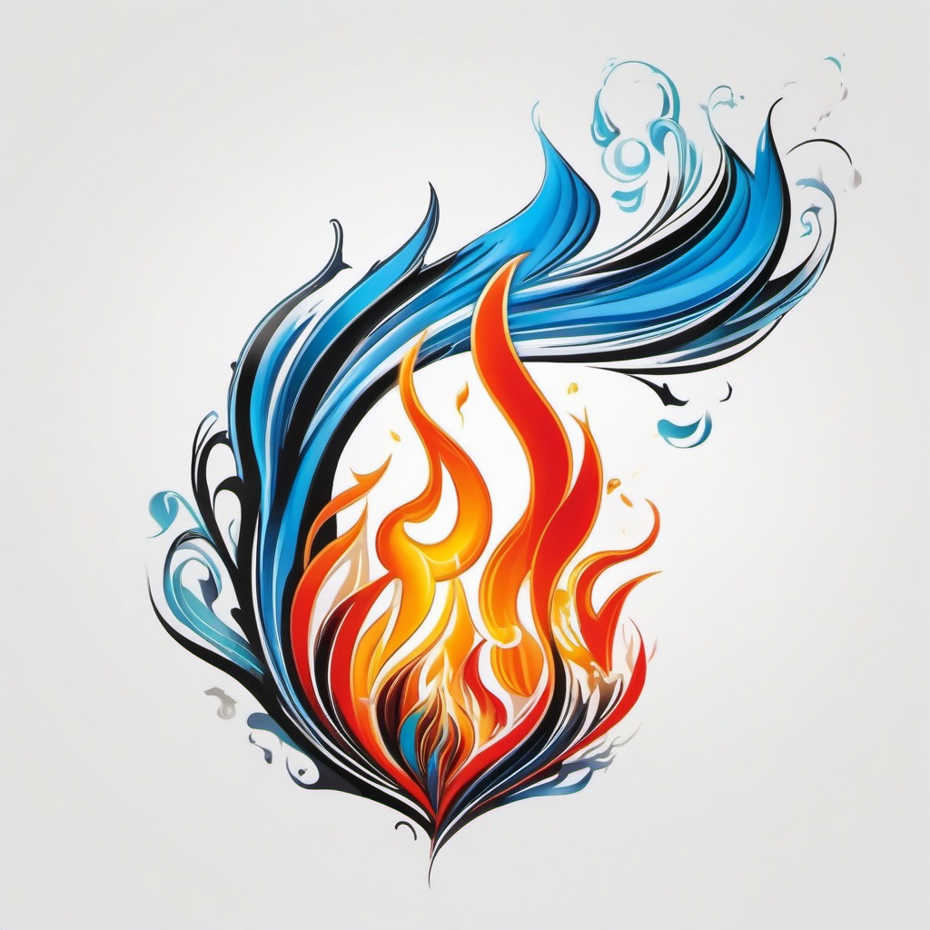 fire water air tattoo  simple color tattoo,white background