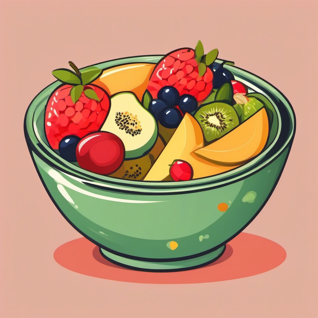 Pawpaw Fruit Salad Clipart - A bowl of fruit salad with pawpaw.  color vector clipart, minimal style