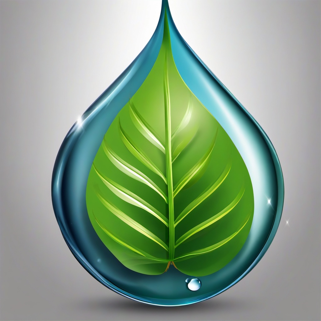 Leaf clipart - leaf in a water droplet  