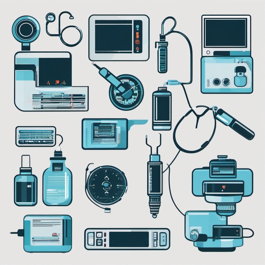 Medical Technology Devices clipart - Medical technology devices and equipment, ,vector color clipart,minimal