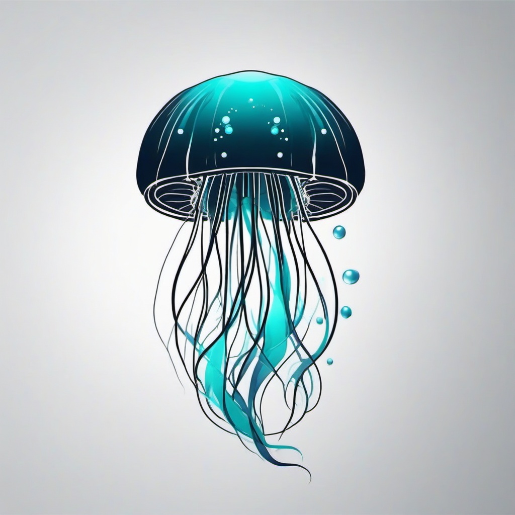 Minimalist Jellyfish Tattoo - A simple yet captivating underwater design.  minimalist color tattoo, vector
