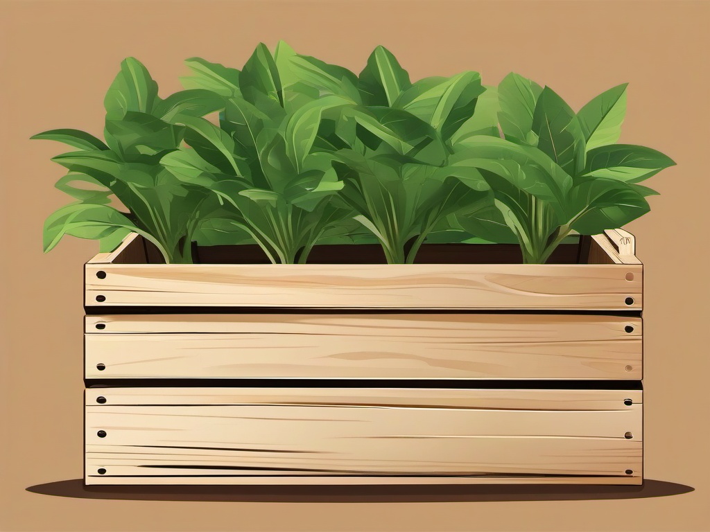 Plant clipart - plant in a wooden crate at a farmer’s market  color,minimalist,vector clipart