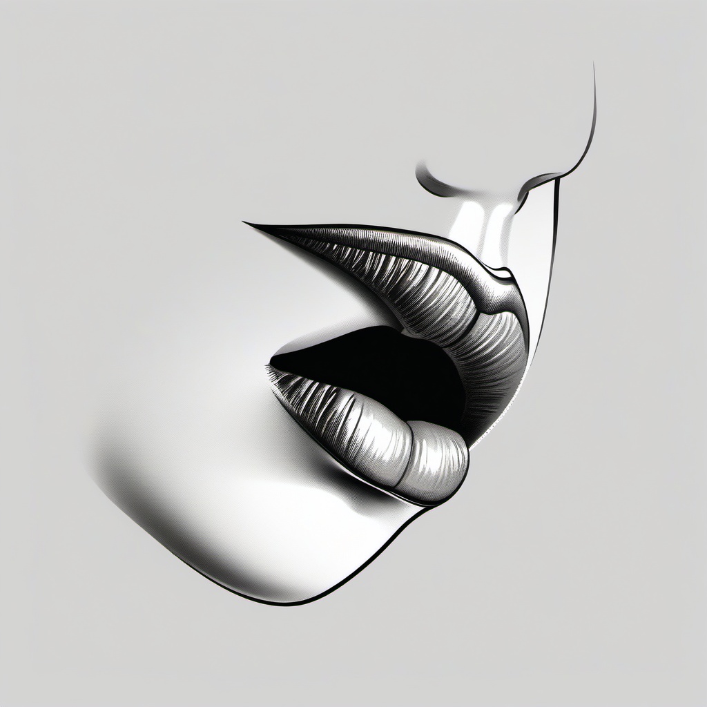 drawing of a mouth blowing a kiss  minimal rough sketch scribbles,doodles,black and white