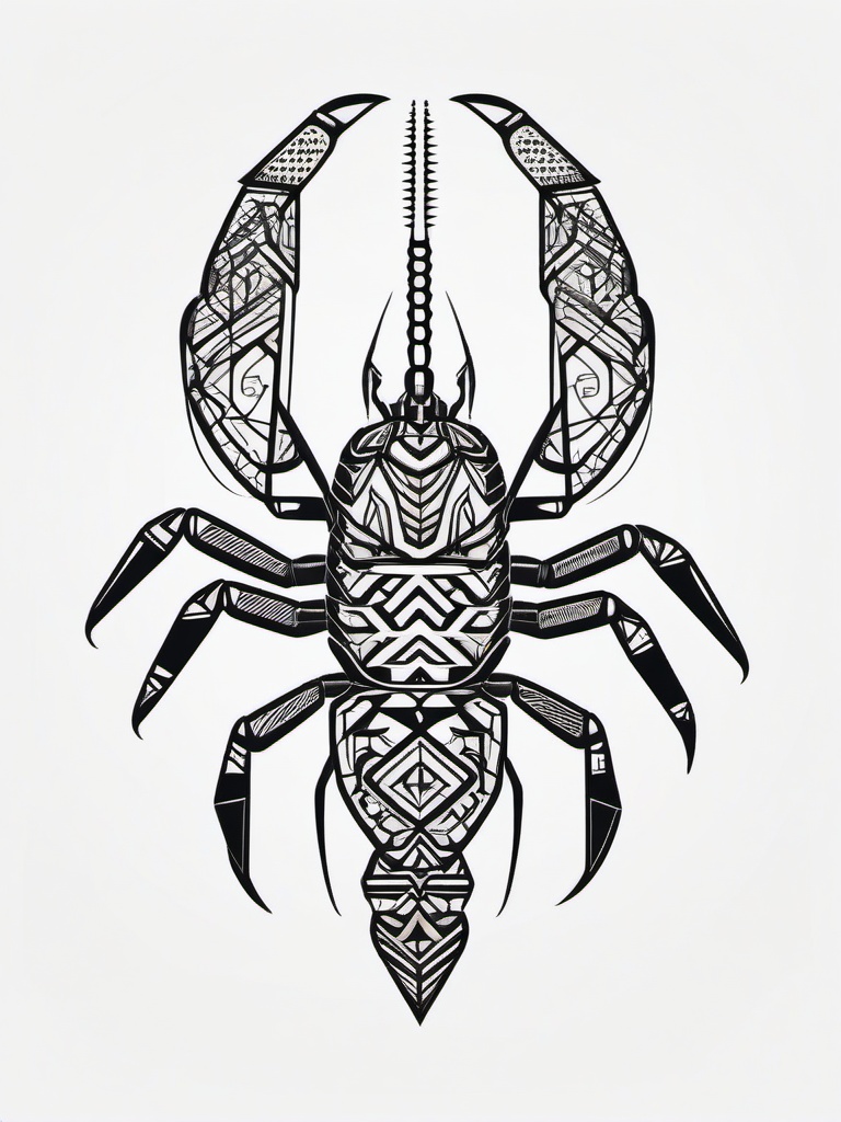 Geometric Scorpion Tattoo - Explore the fusion of geometry and nature with a scorpion tattoo featuring geometric patterns.  simple vector color tattoo,minimal,white background