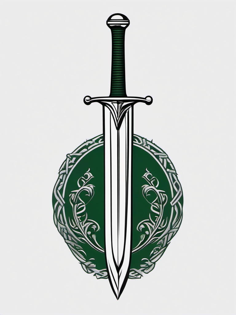 irish sword tattoo  simple color tattoo,minimal,white background