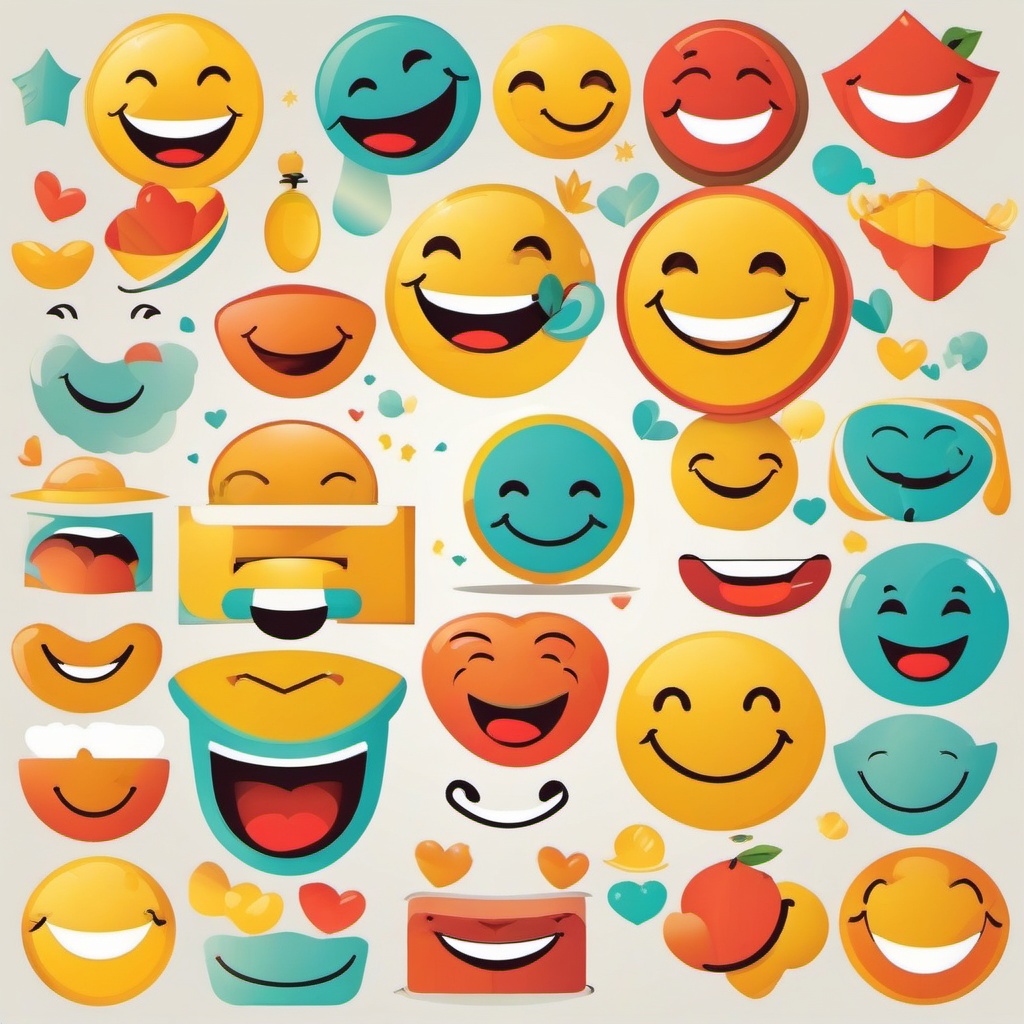 Smile Clipart - Smiling face clipart for happiness and positivity,  color vector clipart, minimal style