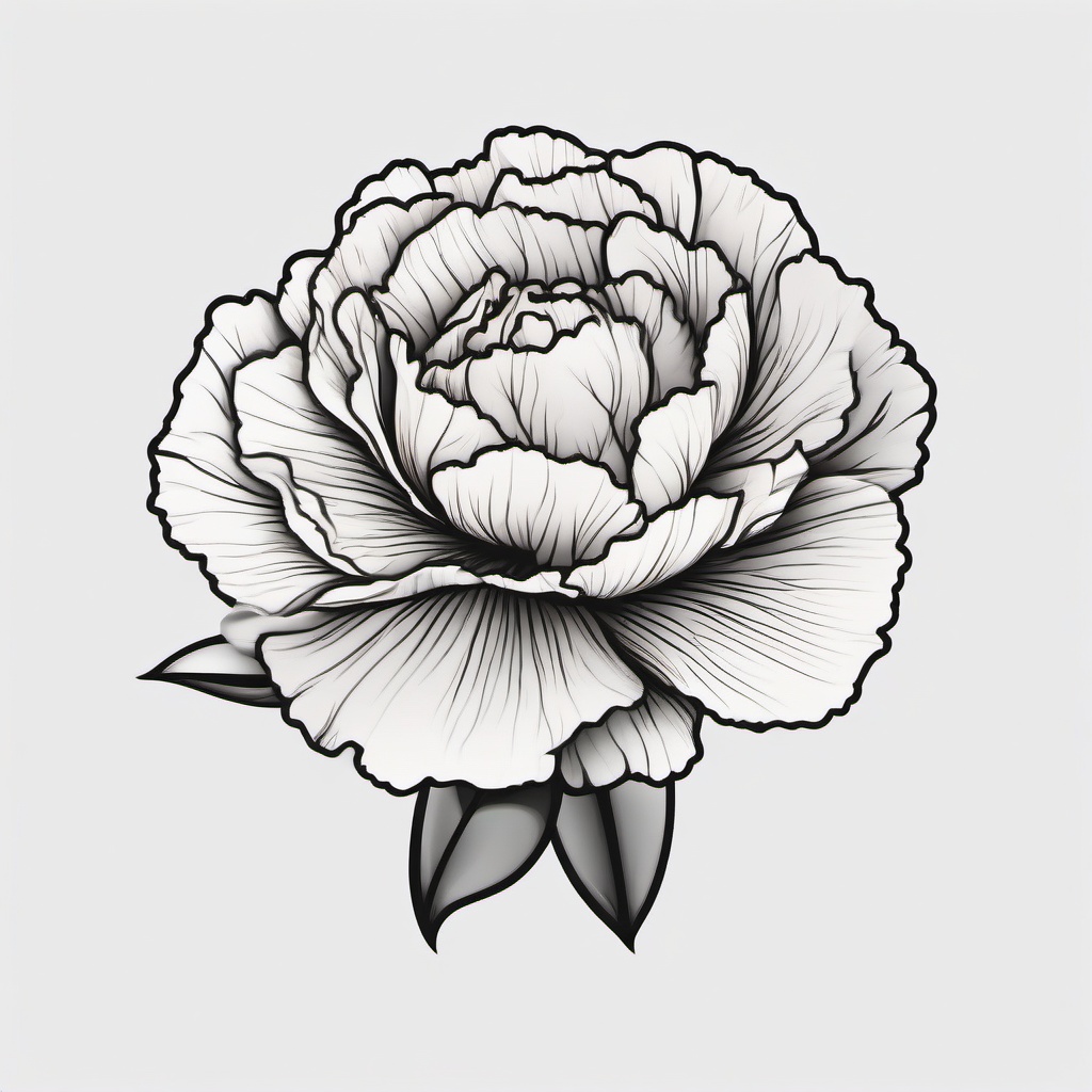 Carnation Flower Tattoo Minimalist,Minimalistic and subtle look in a carnation flower tattoo, celebrating simplicity and elegance.  simple color tattoo,minimal vector art,white background