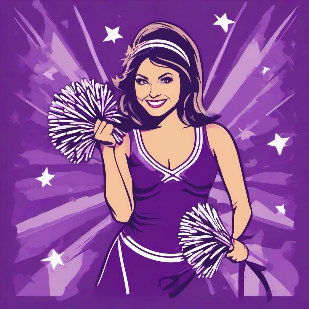 cheerleader with purple
  , vector illustration, clipart