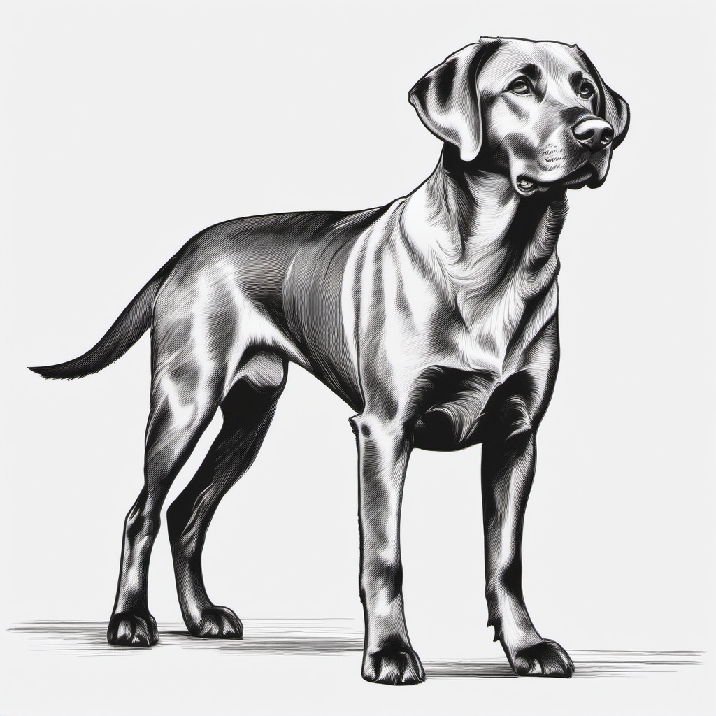 drawing of a Labrador Retriever dog  minimal rough sketch scribbles,doodles,black and white