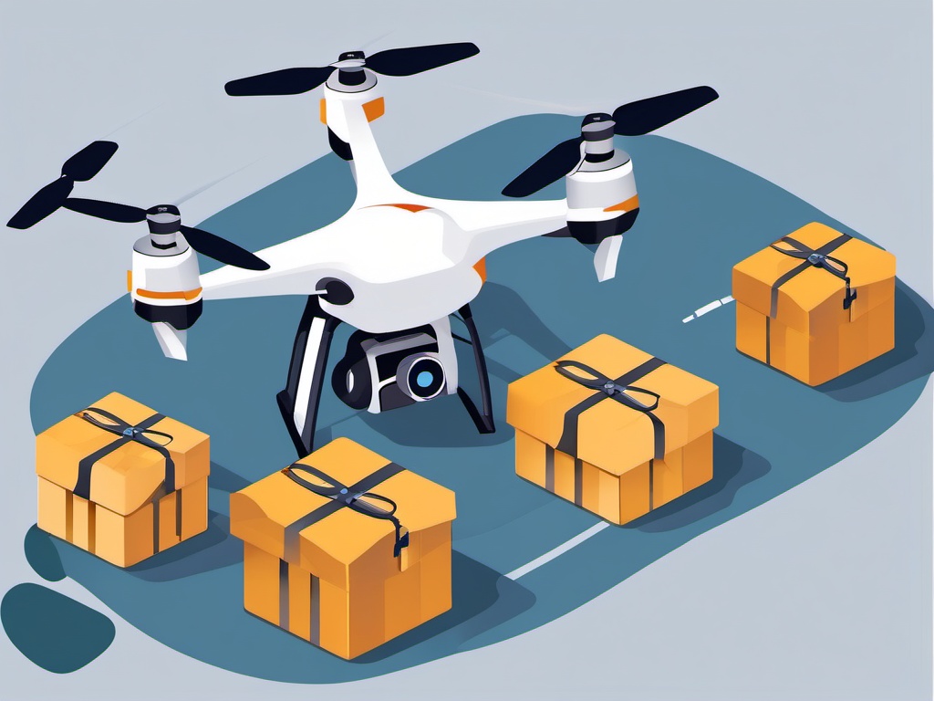 Drone Delivery clipart - Drone delivery of packages, ,vector color clipart,minimal