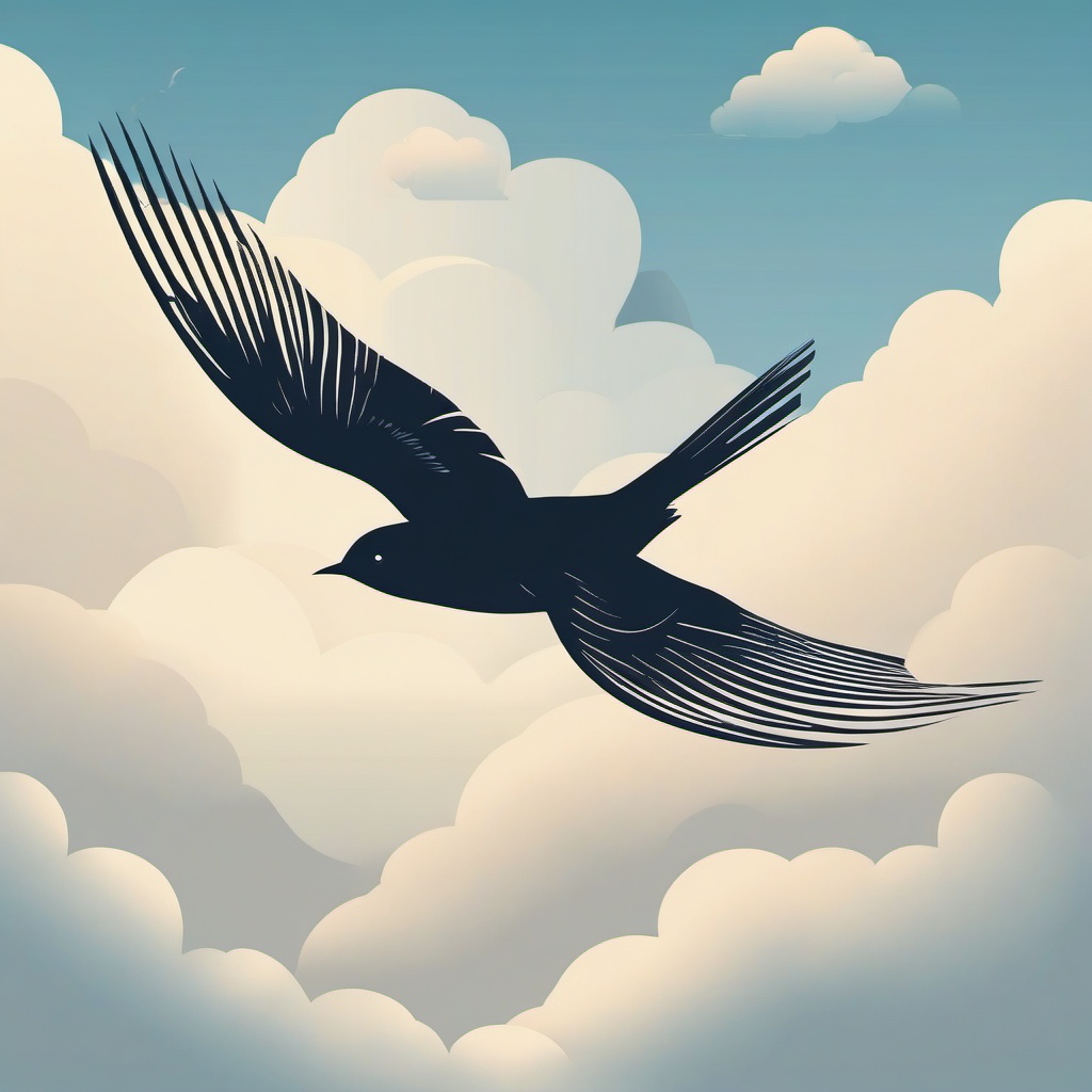 Swift Clipart - Swift bird darting through the clouds , minimal, 2d