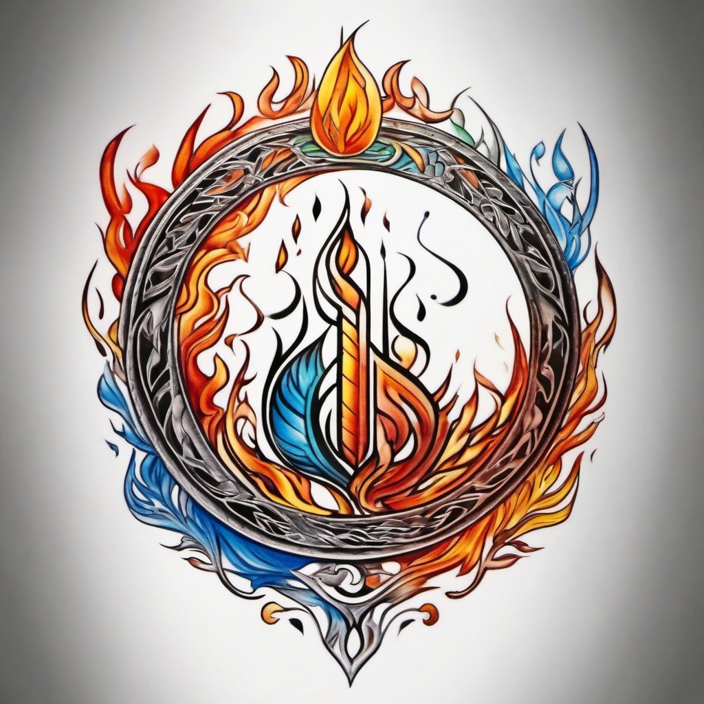 air water earth fire tattoo  simple color tattoo,white background