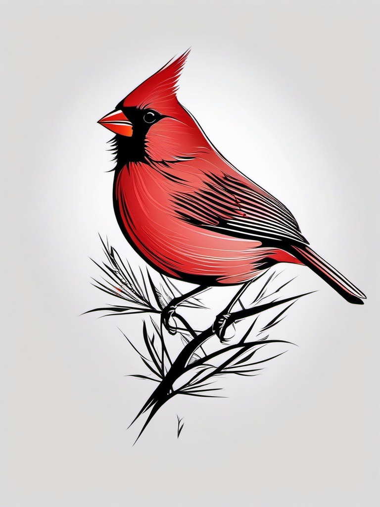 Tattoo Cardinal Bird - Cardinal bird tattoo design  minimalist tattoo design, white background