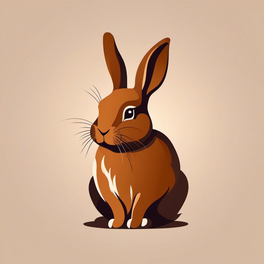 vector cute brown rabbit logo color design minimalist