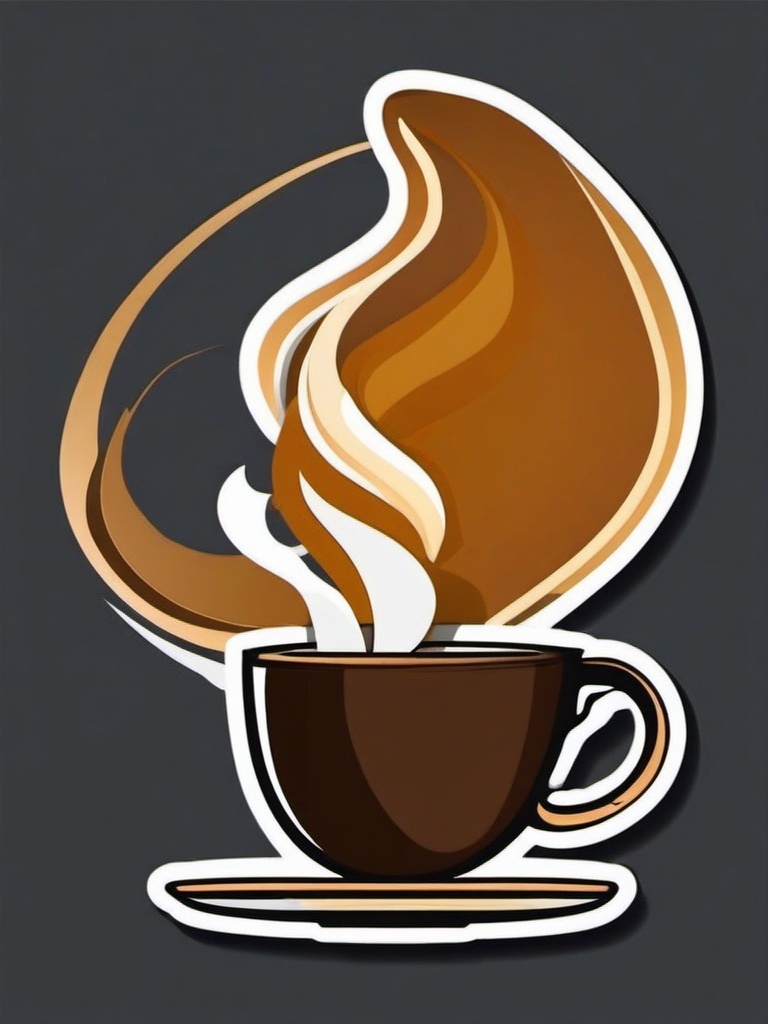 Coffee Cup Sticker - Steaming cup of coffee, ,vector color sticker art,minimal