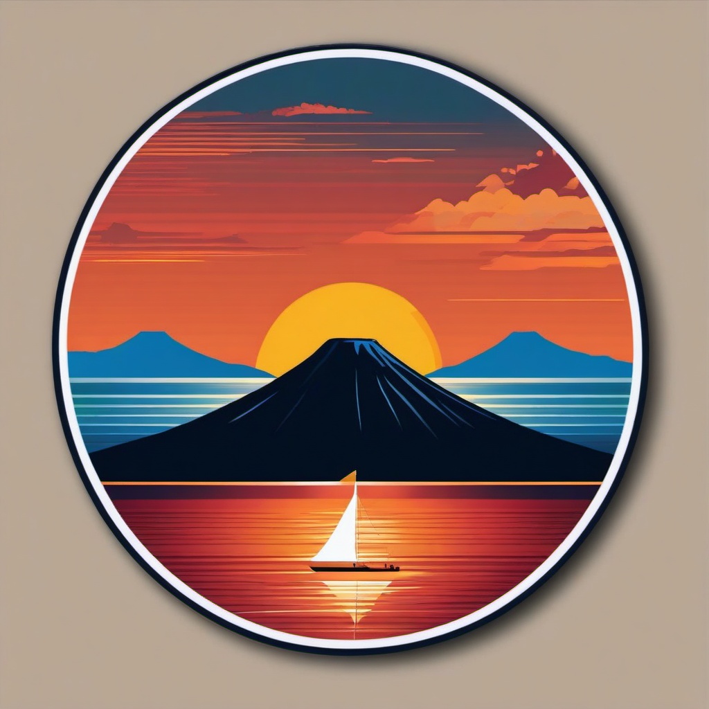 Ometepe Island sticker- Volcanic island in Lake Nicaragua with twin volcanoes, , sticker vector art, minimalist design