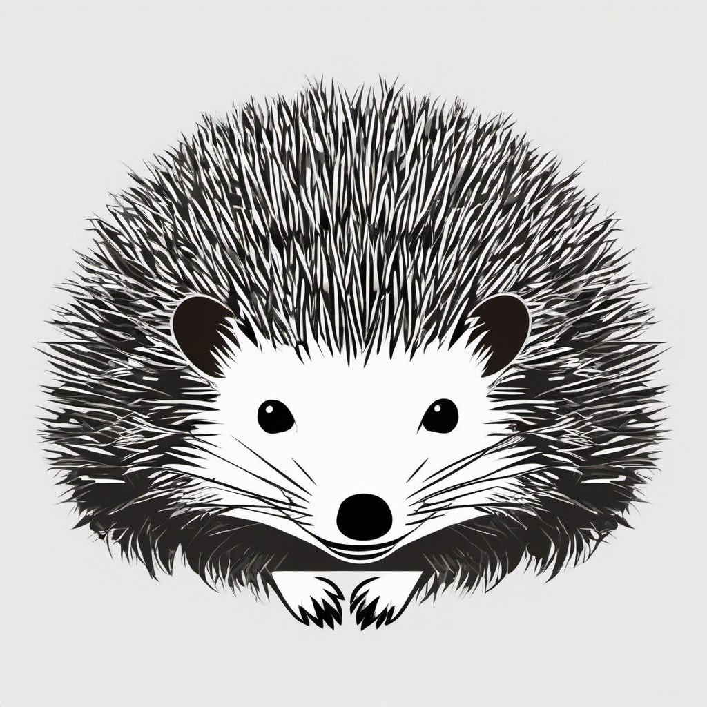 Hedgehog Clipart - Hedgehog curling up into a protective ball , minimal, 2d