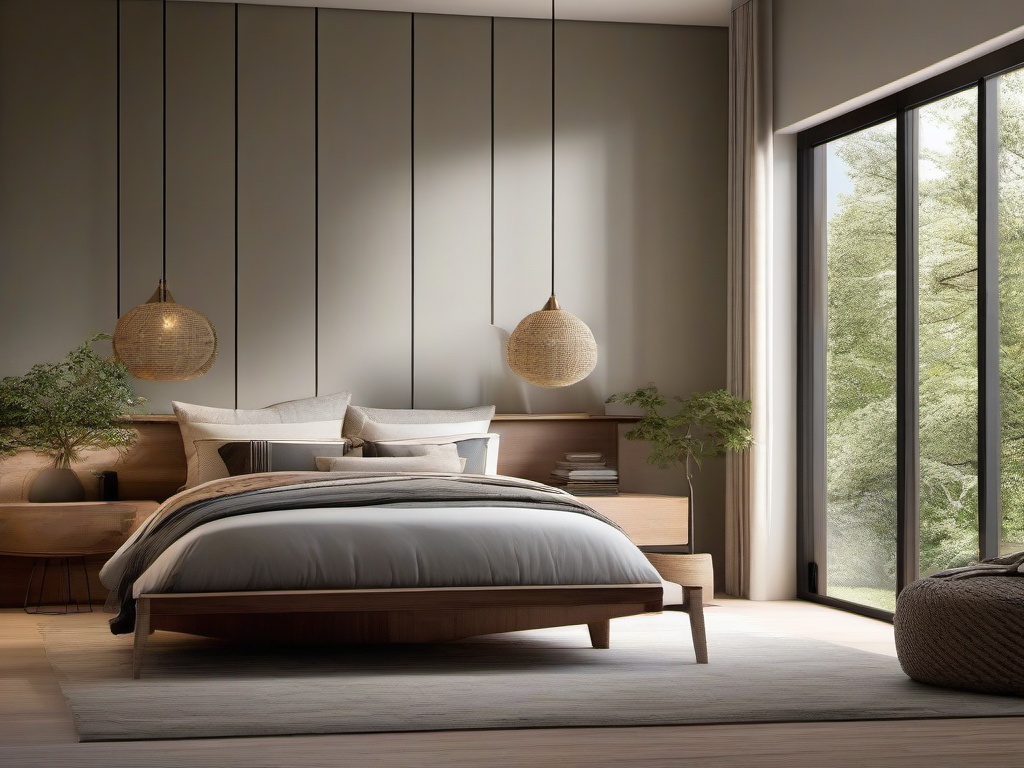 Organic Modern bedroom offers a serene escape with its eco-friendly materials, organic linens, and soft earthy tones, blending modern design with nature's tranquil beauty.  