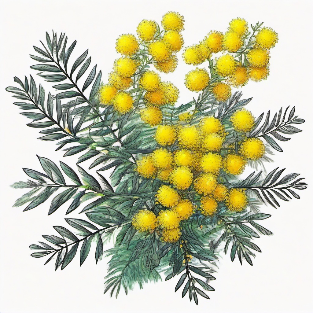 Mimosa  ,tattoo design, white background