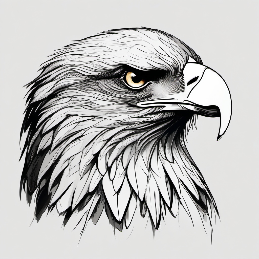 drawing of an eagle with glowing eyes  minimal rough sketch scribbles,doodles,black and white