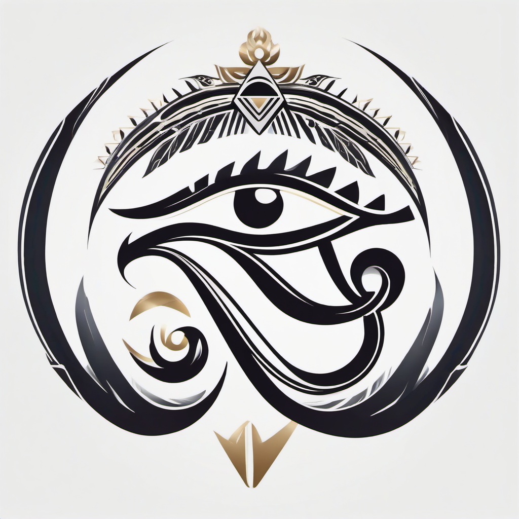 eye of ra tribal tattoo  simple color tattoo,minimal,white background