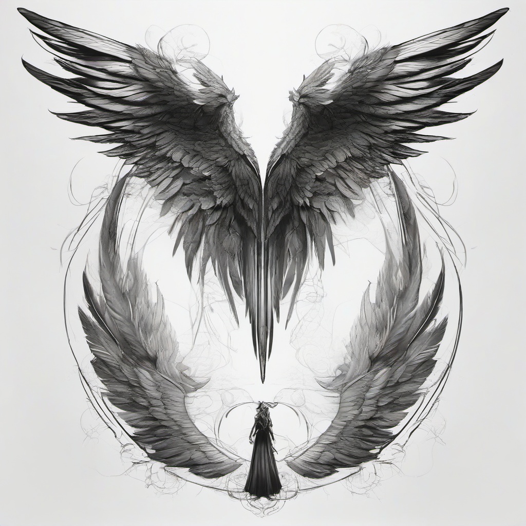 drawing of wings in a fantasy setting  minimal rough sketch scribbles,doodles,black and white