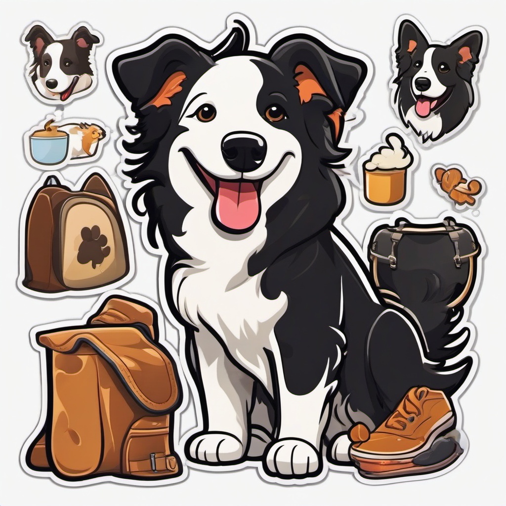 Border Collie cartoon - intelligent, hardworking herding dog  cartoon sticker style