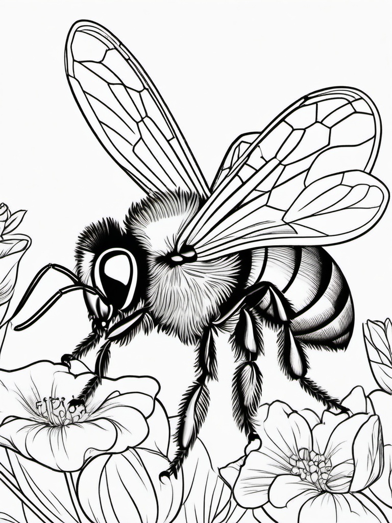 Bumble Bee Coloring Pages - Bumble Bee with a queen bee  simple coloring pages