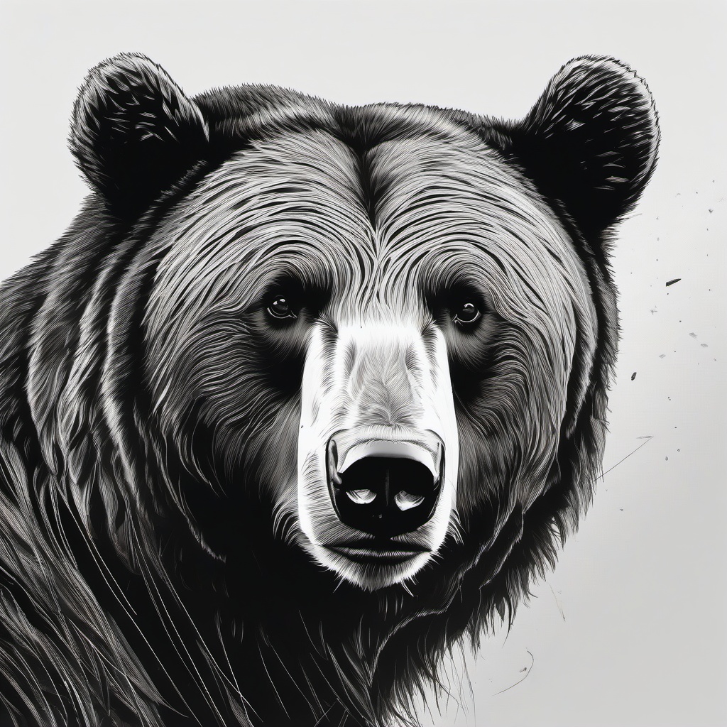 drawing of a Kodiak brown bear  minimal rough sketch scribbles,doodles,black and white