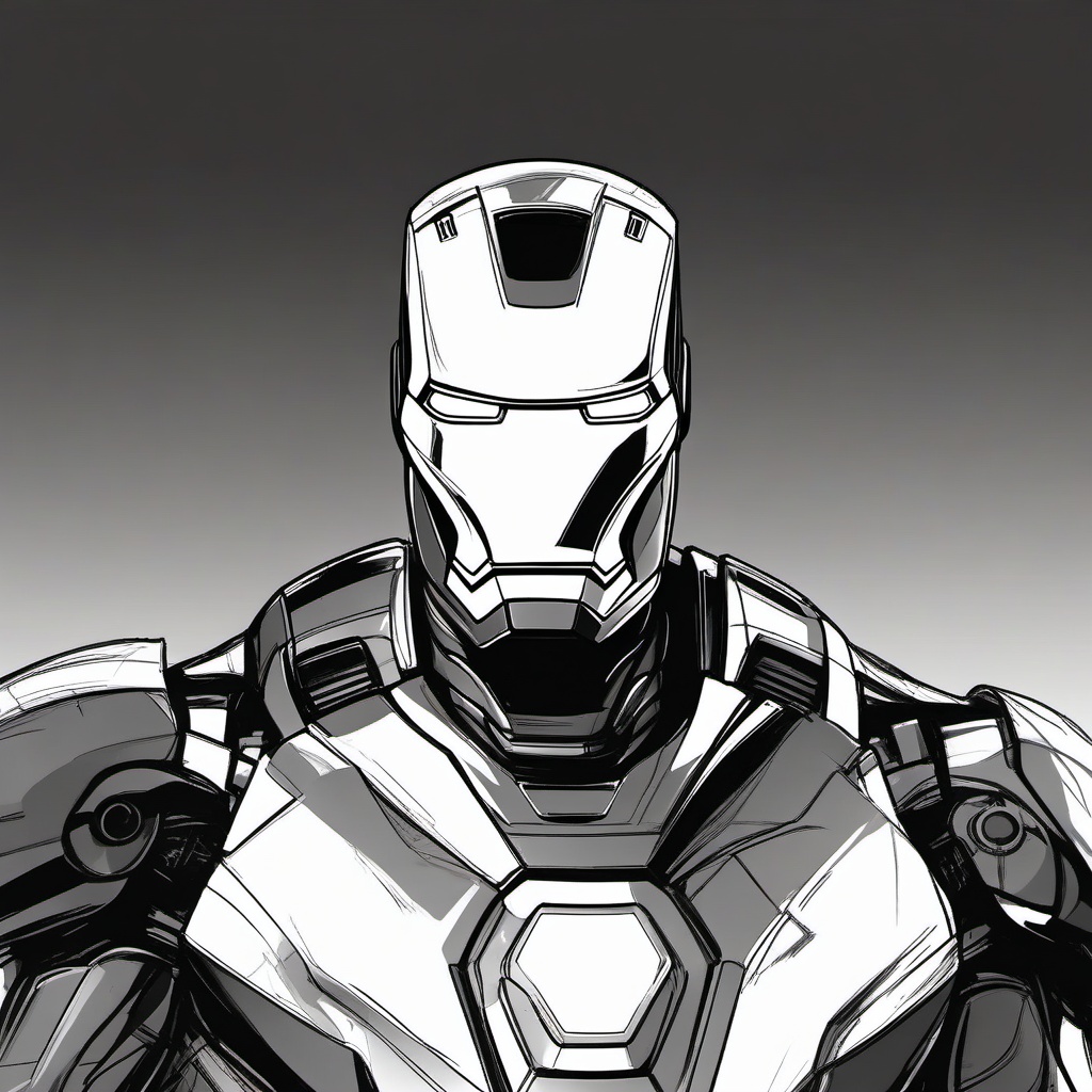 sketch of iron man  minimal rough sketch scribbles,doodles,black and white