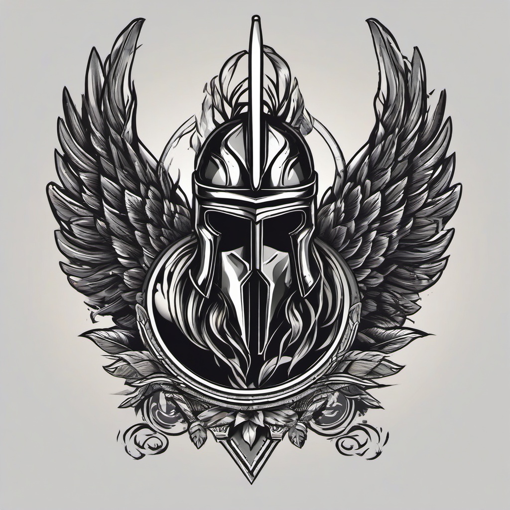 spartan with wings tattoo  simple vector color tattoo