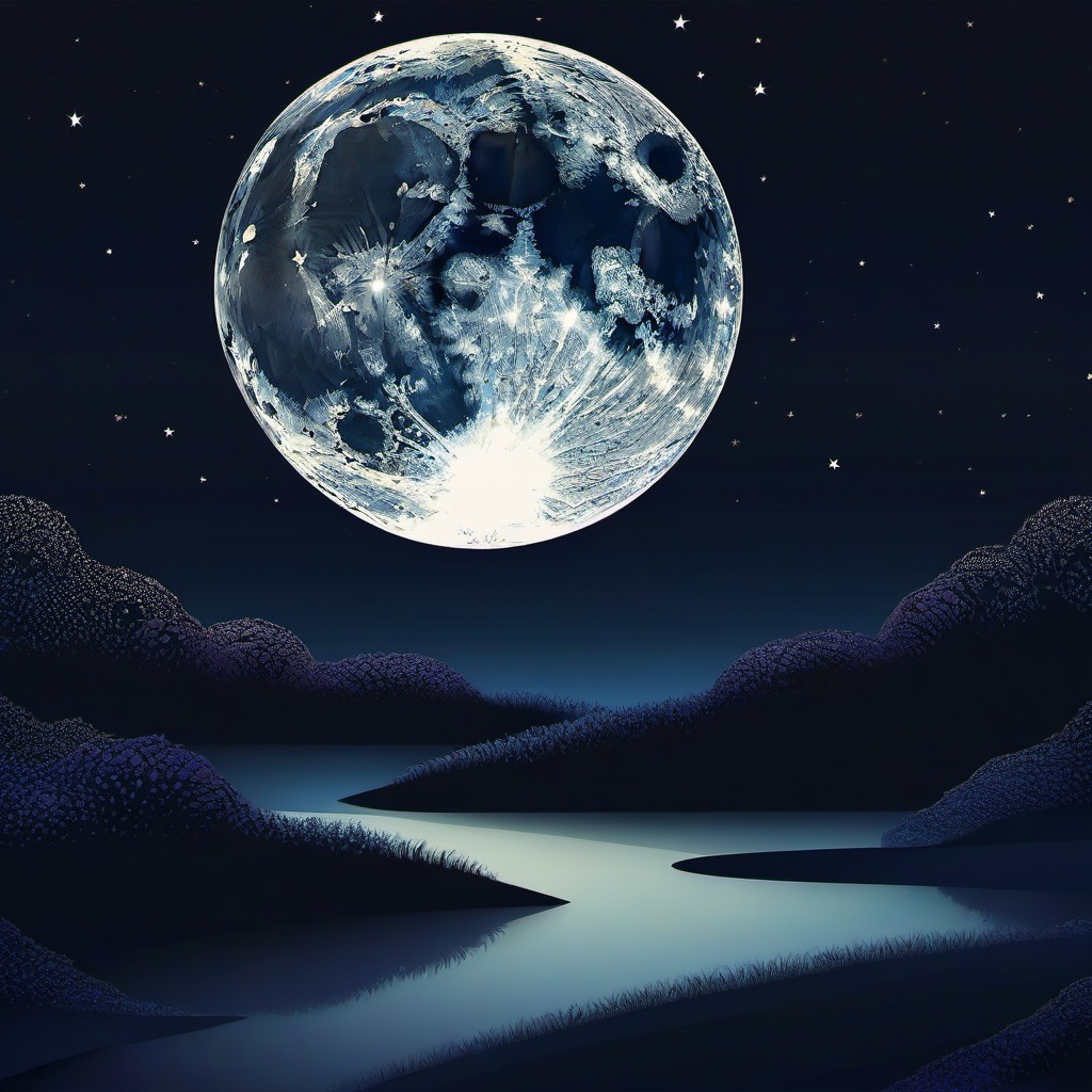 Moon Wallpapers - Moonlit Night Sky with the Mysterious Beauty of the Moon wallpaper, abstract art style, patterns, intricate