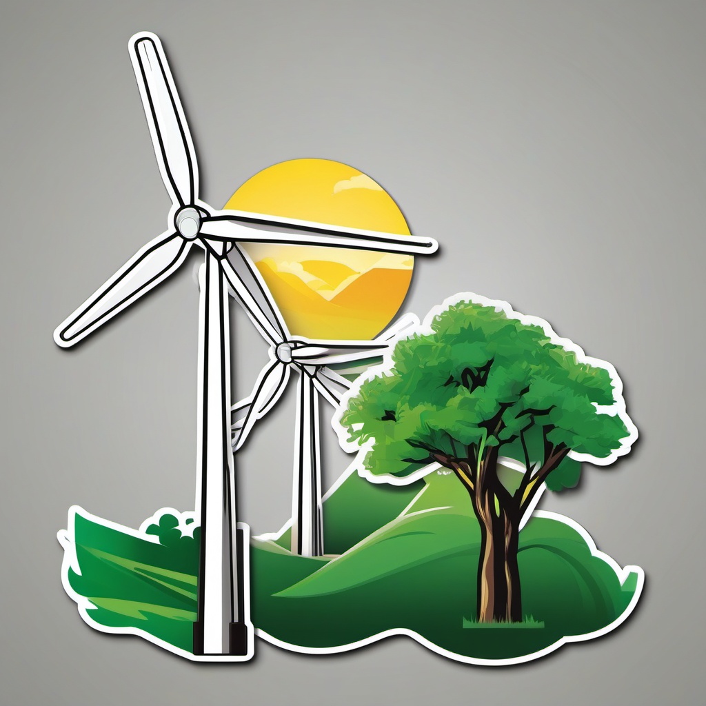 Wind Turbines sticker- Green Energy Fields, , color sticker vector art