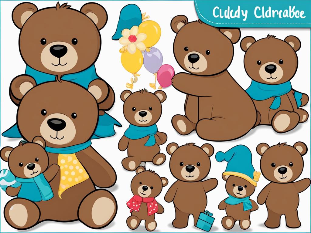 bear clipart - cuddly and huggable in a child's embrace. 