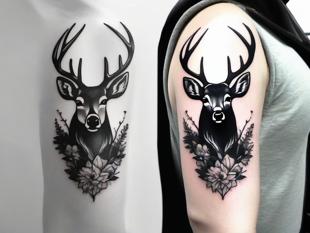 deer hunting memorial tattoos  simple color tattoo,minimal,white background