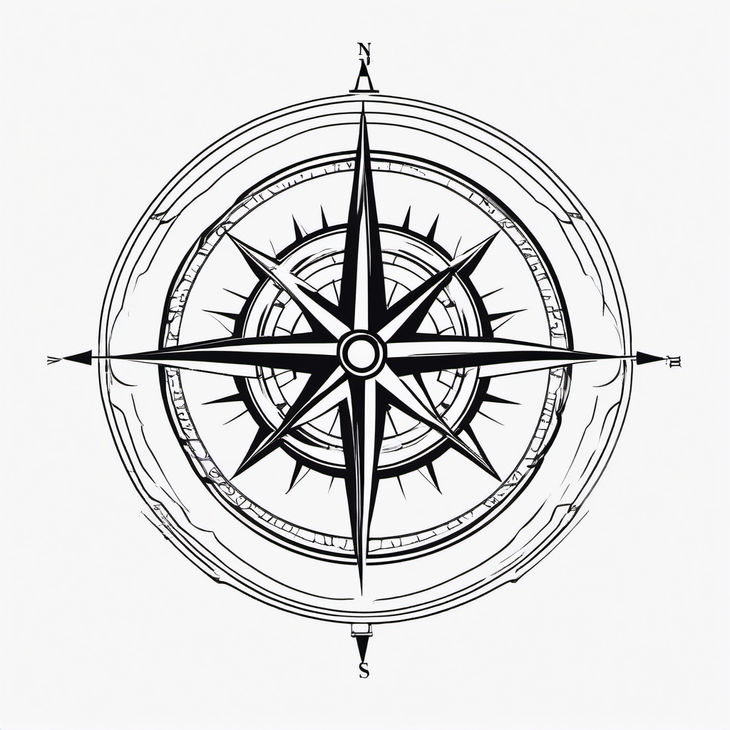 Tattoos of Nautical Compass - Nautical-themed compass tattoos.  simple vector tattoo,minimalist,white background