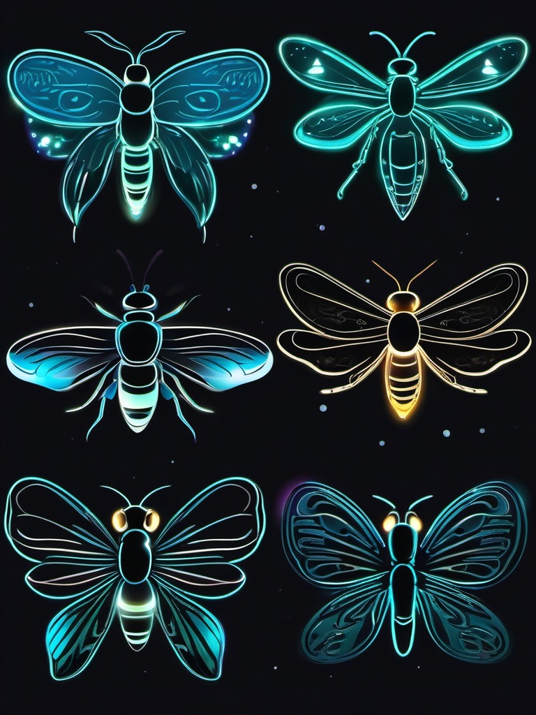 Firefly clipart - Bioluminescent insect with glowing flight, ,color clipart vector style