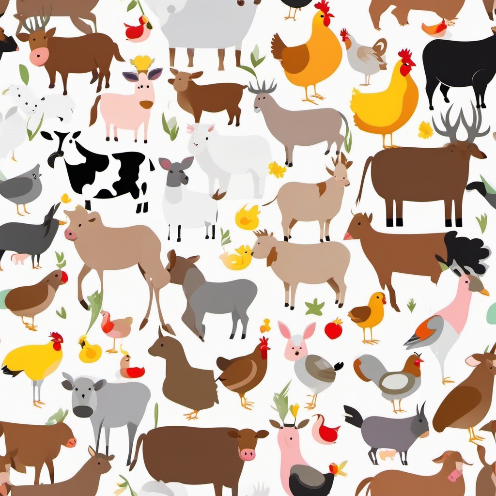 Farm Animal Gathering clipart - Animals gathering on the farm, ,vector color clipart,minimal