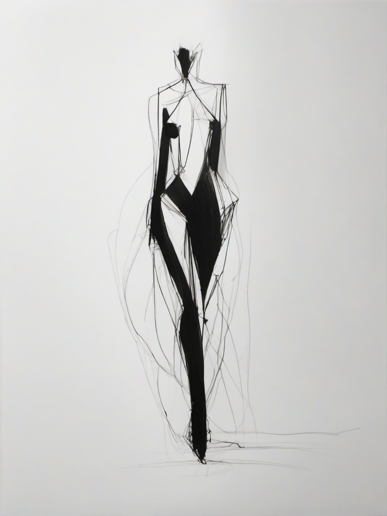 sketch of human figure  minimal rough sketch scribbles,doodles,black and white