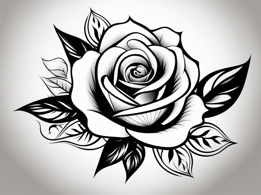 rose hand tattoo black and white design 