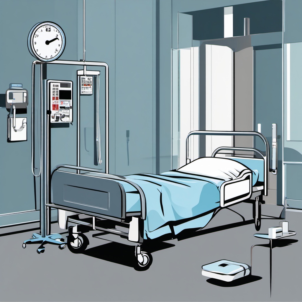 Bed clipart - hospital bed with medical equipment  