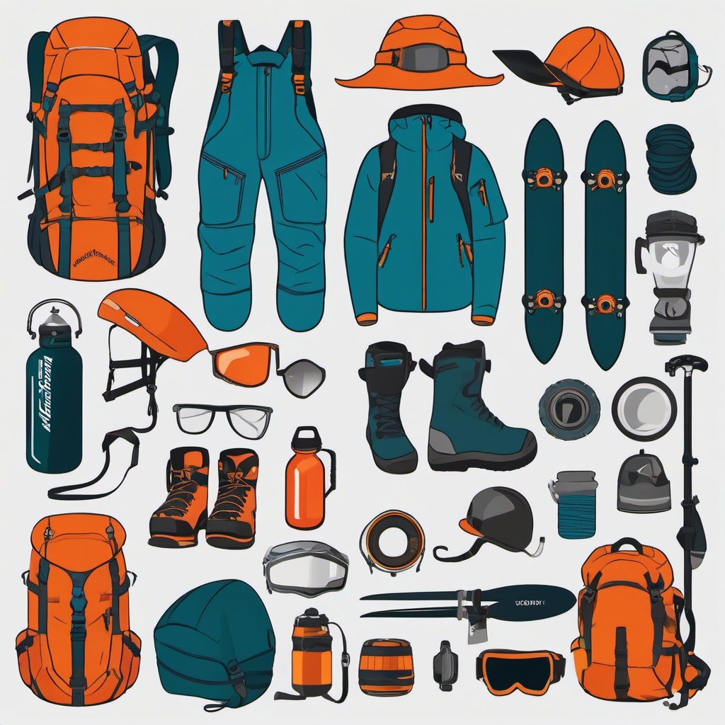 Alpine Adventure Gear clipart - Gear for high-altitude adventures, ,vector color clipart,minimal