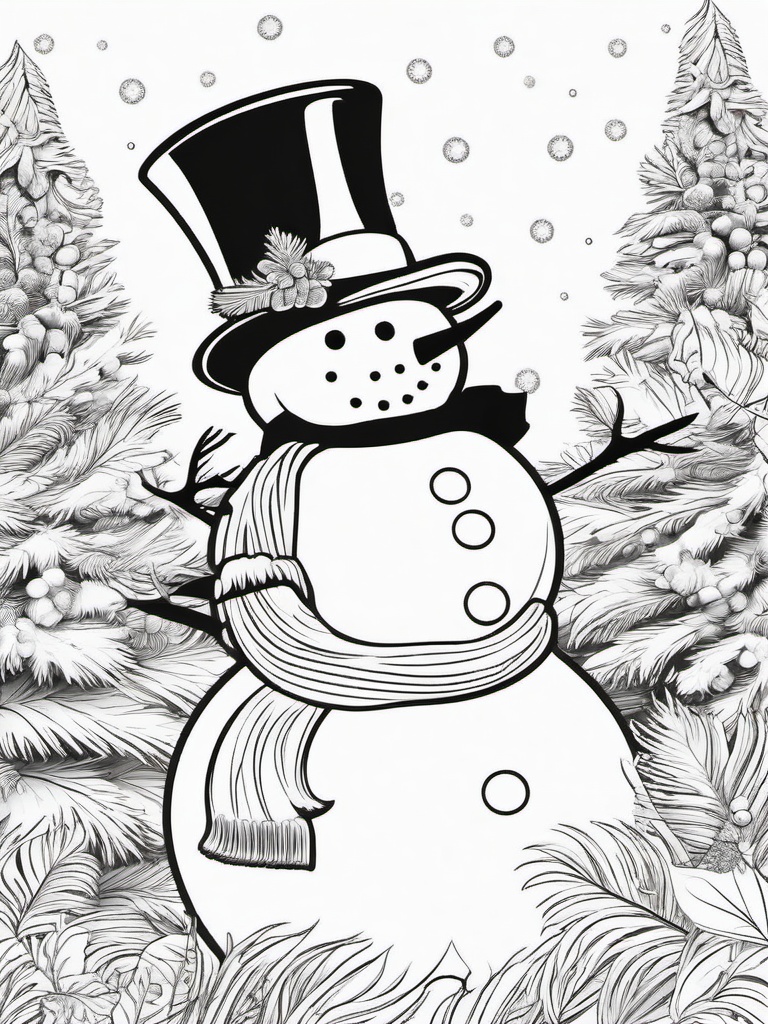 Christmas Coloring Pages Snowman  outling,coloring pages,black and whit