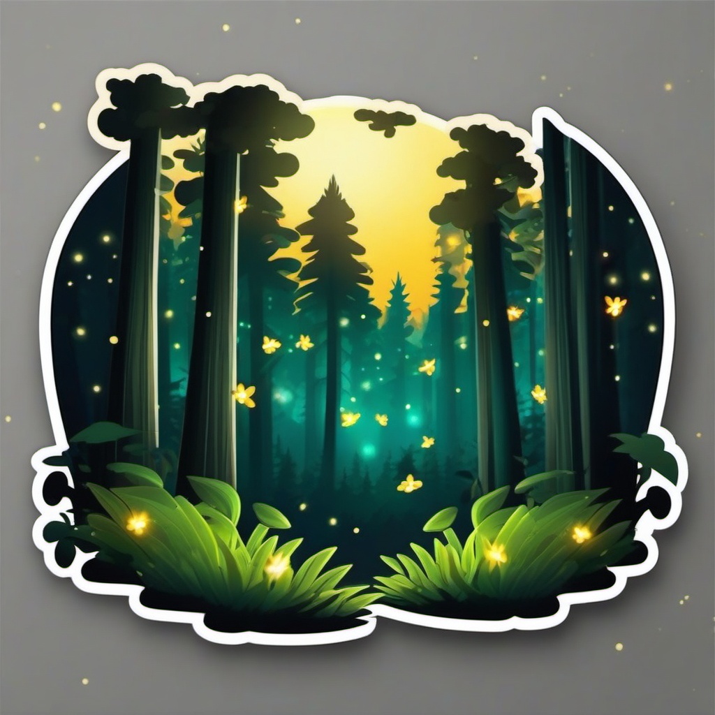 Glowing Fireflies in the Forest Emoji Sticker - Illuminated magic in the woodland, , sticker vector art, minimalist design